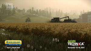 New Holland CR11 at the background harvesting the field (FS22)